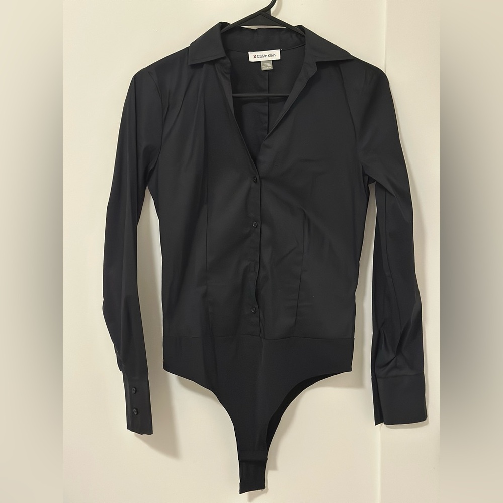 Calvin Klein Black Button-Up Bodysuit